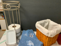 BATHROOM SET x7-paper-holder, waste, soap/jewellery dish, towels