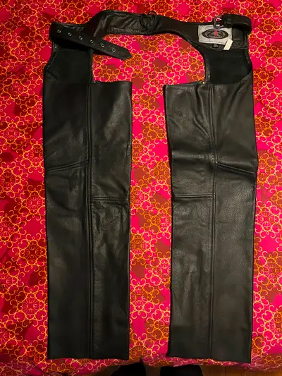 Leather Motorcycle Chaps Never Worn Size XL (I’m 6’2” for ref), View more