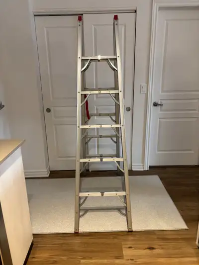 Échelle compacte en aluminium d’une hauteur de 6 pieds, facile à transporter et à glisser dans l'esp...