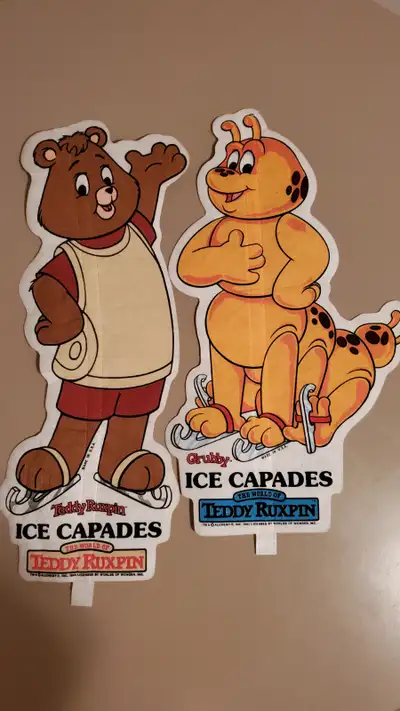 Vintage Teddy Ruxpin and Grubby Ice Capades Pennants 1985, View more