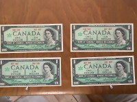 1967 $1 Canadian Centennial Bank Notes- 4- No Serial No’s- Circ.