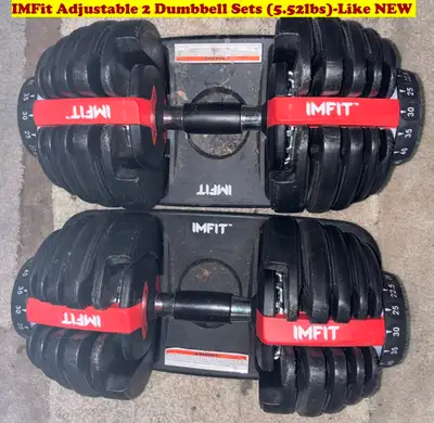 IMFit Adjustable 2 Dumbbell Sets (5-55.2lbs)-Like NEW, View more