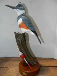 Kingfisher on Tree Stump original Sculpture/Figurine by Richard