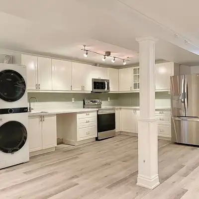 Spacious one bedroom basement apartment with two parking spots