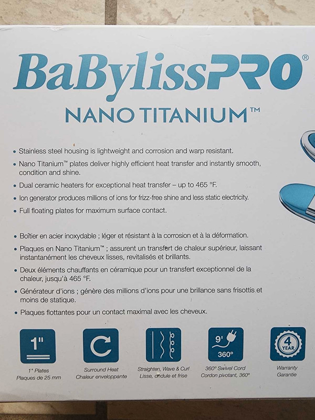 Babyyliss PRO 1" Nano titanium OPTIMA3100 Flat Iron in Irons & Garment Steamers in Markham / York Region - Image 2