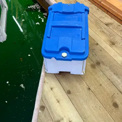 2 Blue Sea Battery Boxes Inside dimensions 21 in long X 11 in Wide X 10 in deep. Sized for 8D batter...