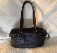 EUC Dark Brown Leather Stone Mountain Handbag 