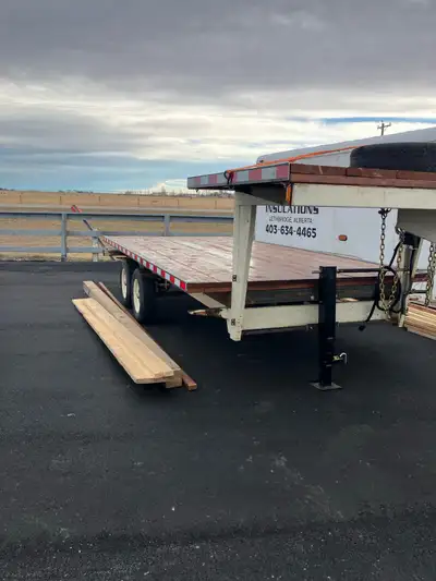 1989 camper trailer 16’ deck with 5’ upper level converted to Flatbed all new lights and wiring brak...
