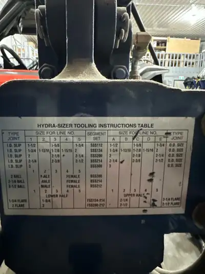 Blue boy pipe bender with all tooling up to 3” along with all flairing. It’s electric over hydraulic...