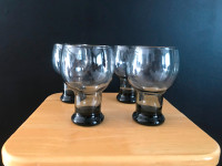 4 Verres MCM Federal bubble glass sur pied smokey glass