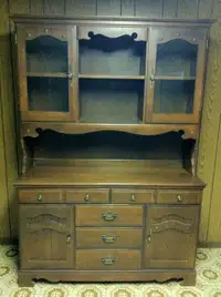 BUFFET AND HUTCH - SOLID MAPLE WOOD  IN EXCELLENT CONDITION - W