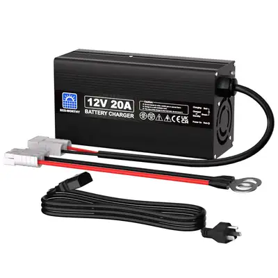 ECO-WORTHY 20A Battery Charger 12V Lithium LifePO4 Battery Charger 14.6V Automatic Smart & Maintenan...