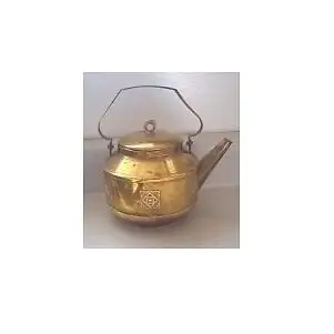 Vintage small 1 liter brass embossed tea kettle made in Germany.
