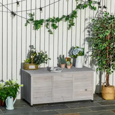 75 Gallon Wooden Storage Box patio Deck Box Bench, Garden Backya, View more