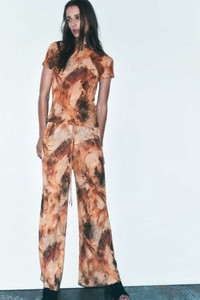 PRINTED PANTS WITH PLEATS/Casual Pants 