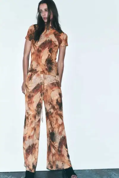 PRINTED PANTS WITH PLEATS/Casual Pants , View more
