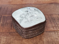 Vintage Asian Porcelain and Silver Plated Metal Trinket Box