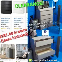 CLEARANCE! IKEA MALM Chest 4xDrawers Grey 80x100cm