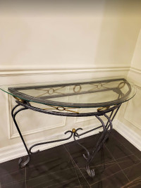 Exquisite Designer Glass Side/Display Table & a Matching Mirror