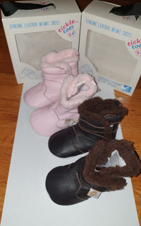 Genuine Leather Baby Shoes/Booties Pink or Brown 6-12 Month