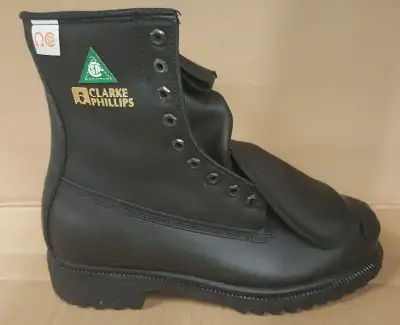 New, unused. Made in Canada Steel Toes Black Leather External Metatarsal Green Patch Thinsulate Insu...