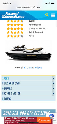 Seadoo (motomarine) GTX 215 supercharge 2012