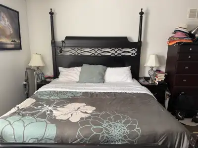 Solid wood king size bed with Night Stand, View more
