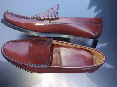 Johnston Murphy Penny Loafer Leather Burgundy Casual Slip On Size: 12 US Worn a bit but in excellebt...
