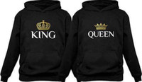 Tstars King and Queen Hoodies Black for Couples sz Large