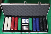 Poker Set, Blackjack, Roulette, 500 Chips, Aluminum Case, Cards