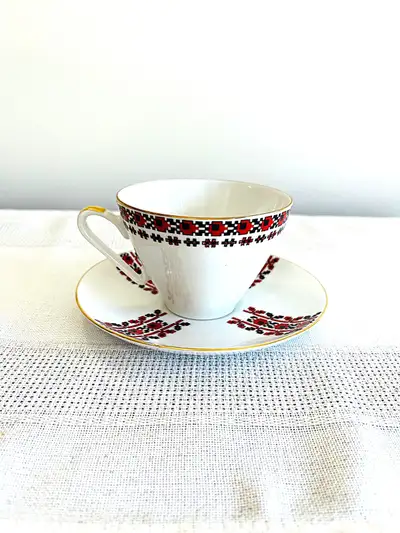 UKRAINIAN TEA CUP AND SAUCER-MADE IN GERMANY-CIRCA 1970, View more