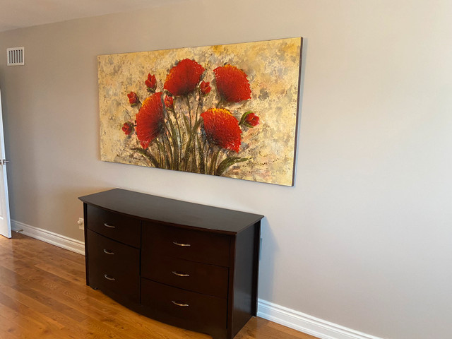 Beautiful Red Flowers Canvas Painting 6.5 ft x 3 ft in Arts & Collectibles in Oshawa / Durham Region - Image 3