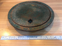 Vintage Gilbarco inground fuel tank cast iron manhole cover