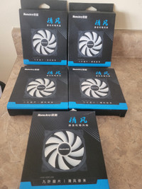 Five 120mm desktop computer fans, brand new, all five for $10