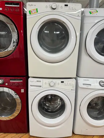 Whirlpool duet direct drive washer and dryer both work great no issues. The measurements are 27 inch...