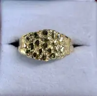BRAND NEW!!!! MENS 10K Yellow Gold Nugget Ring