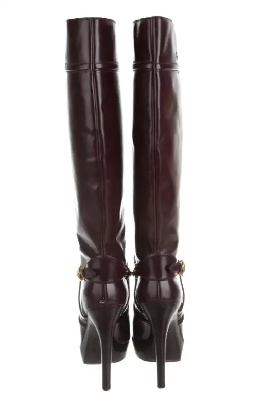 GUCCI Leather Square-Toe Knee-High Boots62863267616129123