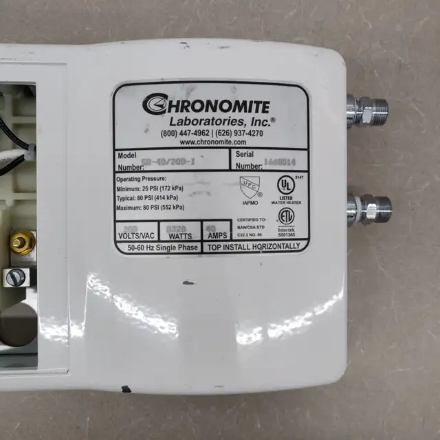 Chronomite SR-40/208-I Tankless Water Heater Instant Flow K8397 in Other in City of Toronto - Image 8