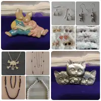 Two Brooches , 7 Pierced Earrings & 4 Necklaces, All for