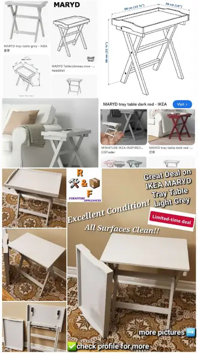 ✴️ IKEA MARYD Tray Table, Light Grey, View more