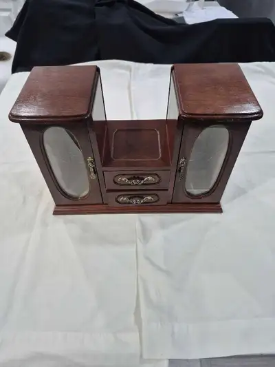 Vintage Style Wooden Jewelry Armoire Cabinet w/ Drawers & Neckl, View more
