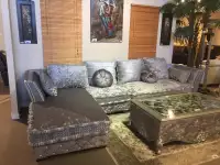 BRAND NEW - Silver Grey Sectional Sofa Set  & coffee table