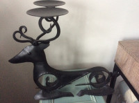 As New, Beautiful Black Wrought Iron Stag Candle Holder!