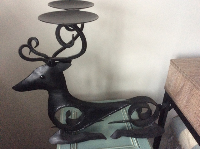 As New, Beautiful Black Wrought Iron Stag Candle Holder! in Home Décor & Accents in Cape Breton