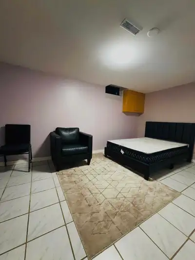 A studio basement for rent, with a cozy room and private bathroom. Shared laundry and No kitchen. Th...