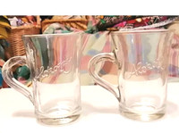 2 vintage ARC Alokozay UAE glass mugs made in France