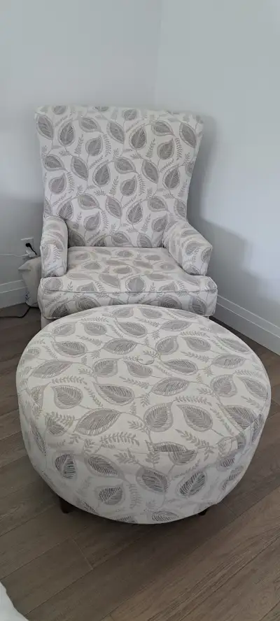 Curved Wing Chair + Matching Ottoman, View more