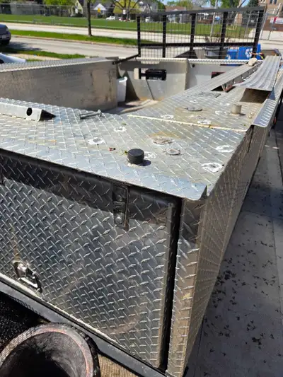 Large size contractor trailer for sale. Heavy duty for all of your building supplies... a ramp to lo...