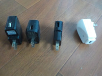 USB chargers with USB or USB to mini USB cables