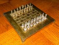 Handcrafted Greek Roman Army Chess Set: Metal Chessmen, Premium 